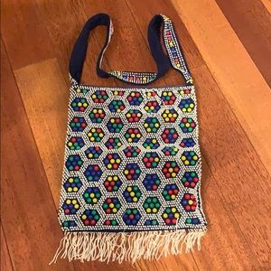 Beaded bag with fringe